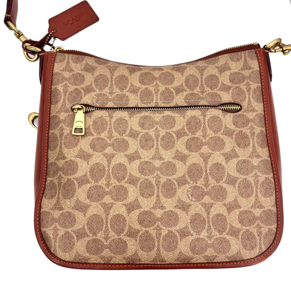 Coach Chaise Crossbody Bag In‎ Signature Canvas Tan Rust - C8487